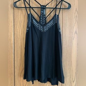 Black Embroidered Tank